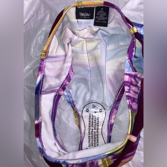 NEW MOSSIMO Womens Boho Multicolored with Burgundy Belt  Bikini bottom NWOT M - Picture 4 of 7